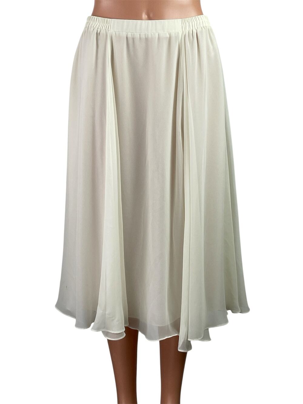 Vintage 90s Patra Women's White High Waisted Pleated A Line Midi Skirt Size 12